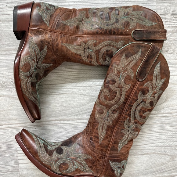 Old Gringo | Rust Diego Cowboy Boots Turquoise Stitching 7.5 Western Cowgirl - Picture 2 of 9